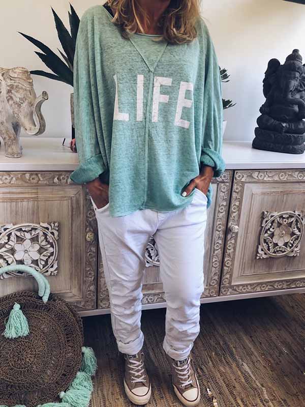 Damen T-shirt Große Größe Shirt Mit Print LIFE