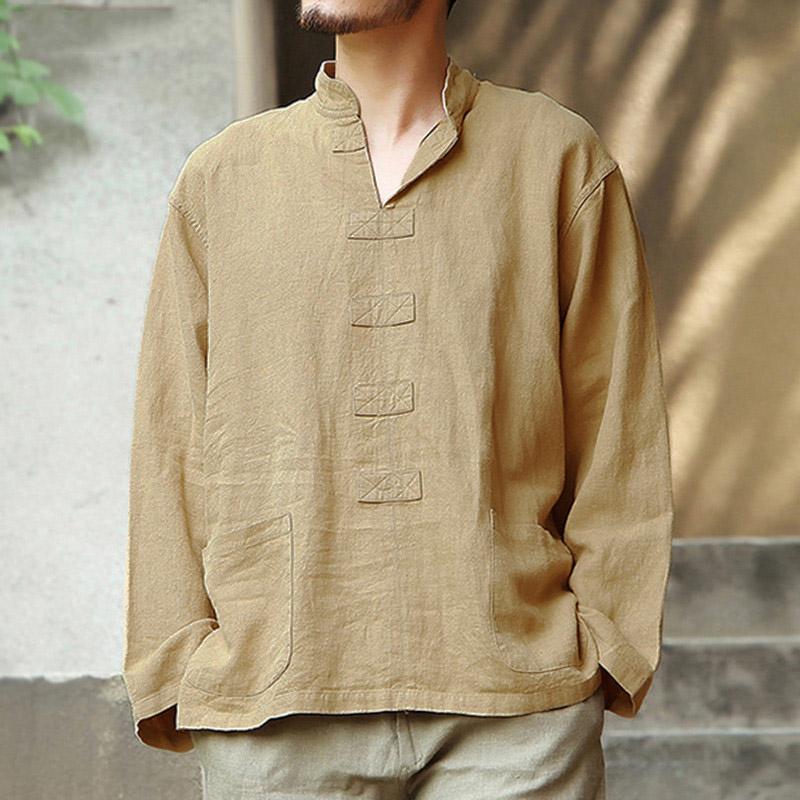 Herren Vintage Loose Umweltfreundliches Super Soft Breathable Linen Shirt