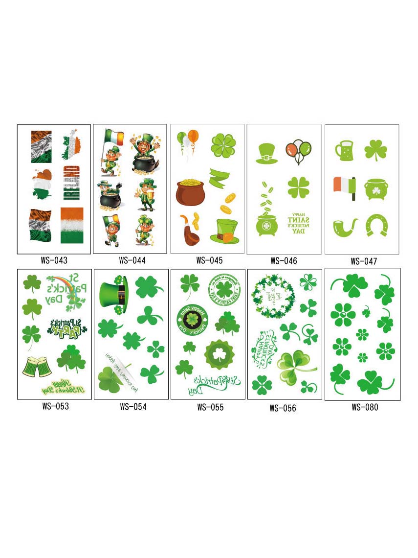 Pegatinas de trébol en la cara para St. Para el día de patricio
