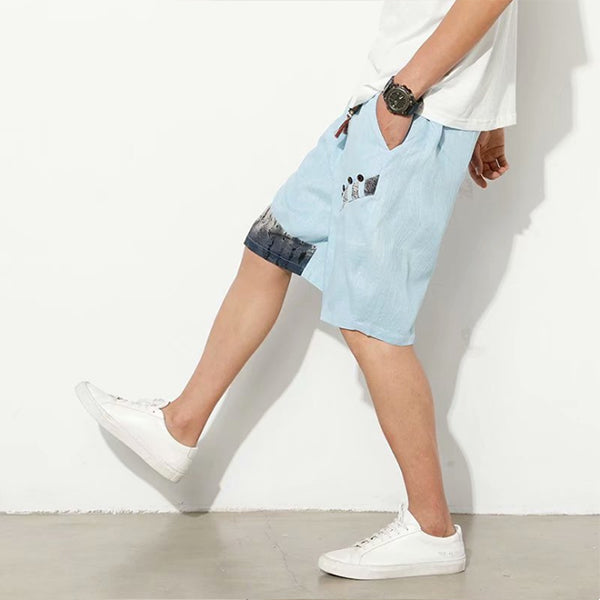 Shorts de lino sueltos para hombre