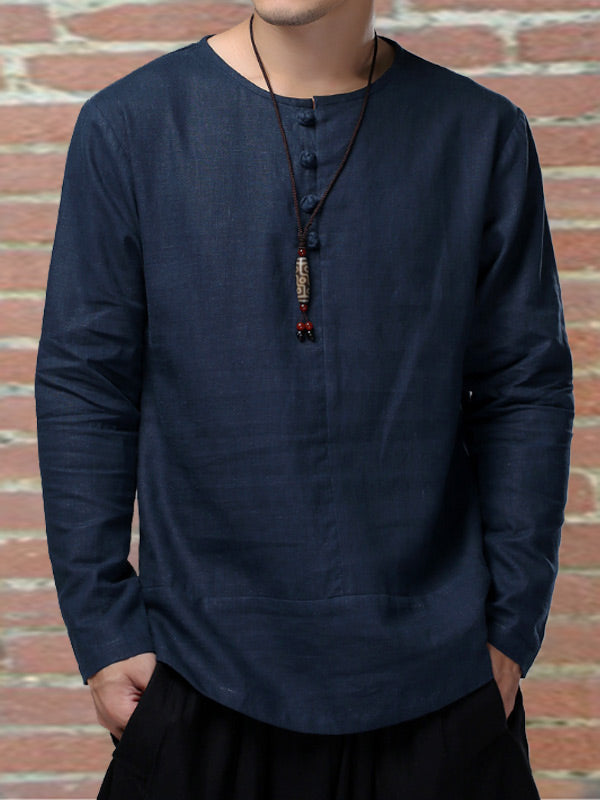 Herren Retro Casual Vier Stoff Slim Fit Langarm Shirt