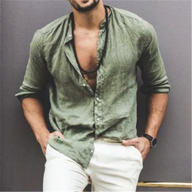 Herren Stand Collar Shirt