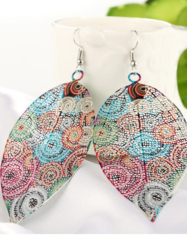 Pendientes fértiles, de hoja hueca, impresión en color.