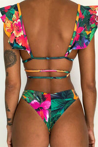 Floral Ruffle Low Rise Bikini Set