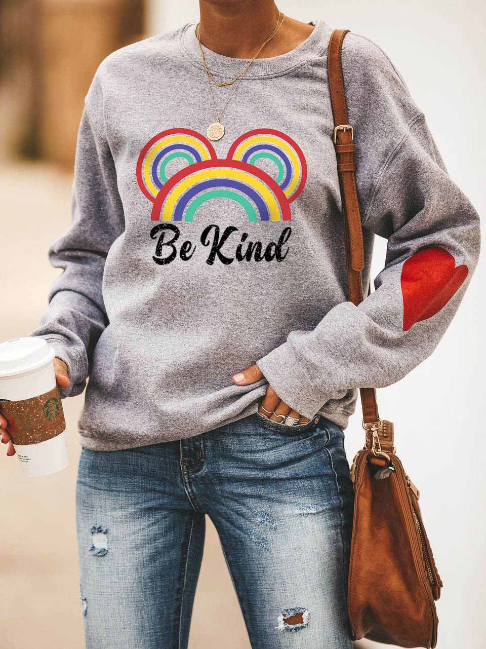 Sei nett Rainbow Love Grey Sweatshirt