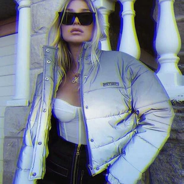 Chaqueta corta con reflejos nocturnos de algodón extragrande