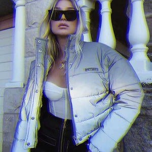 Chaqueta corta con reflejos nocturnos de algodón extragrande