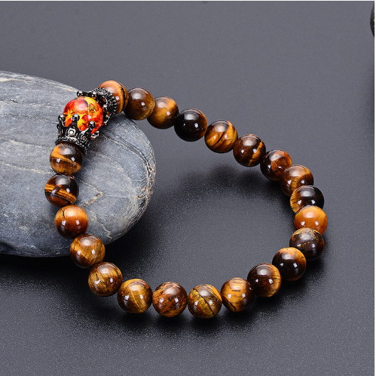 Pulsera hecha a mano de ojo de tigre natural.