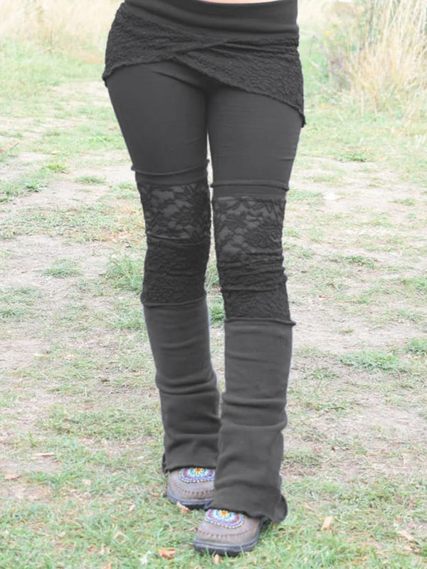 Stretch-Leggings mit Vintage-Spitzenstichen für Damen