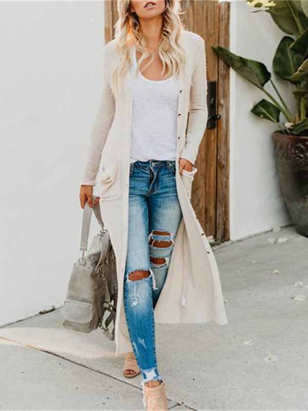 Jersey de bolsillo de manga larga abotonado