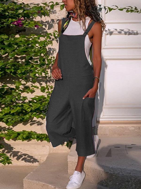 Lose Jumpsuit aus Baumwolle und Leinen für Damen