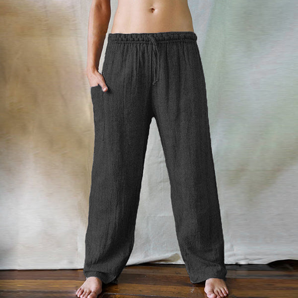 Pantalones sueltos hechos de una mezcla de algodón y lino.
