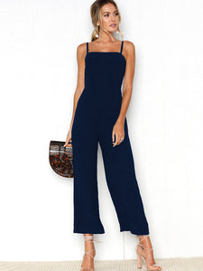 Sling Wrapped Chest Zipper Jumpsuit