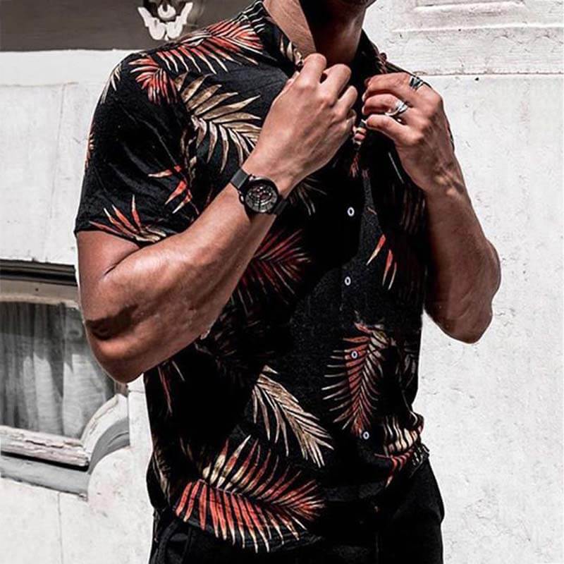 Sábanas de verano de estilo hawaiano para hombre con camiseta de algodón estampada de manga corta