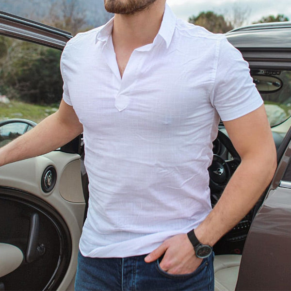 Lininiai marškiniai trumpomis rankovėmis vyrams