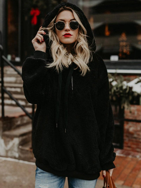 Sudadera con capucha de felpa de moda para mujer