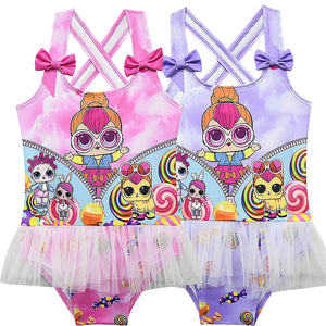 LOL surprise! Girls Fancy Bow Decoration One-piece swimwear