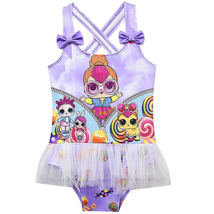 LOL surprise! Girls Fancy Bow Decoration One-piece swimwear