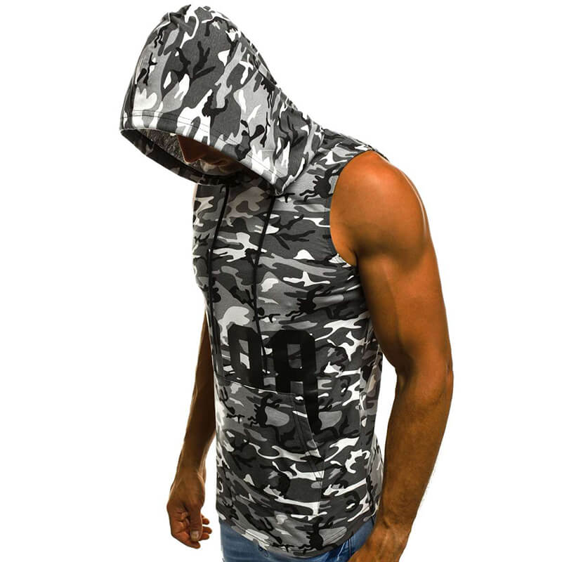 Mezcla casual sin mangas de algodón de camuflaje para hombres