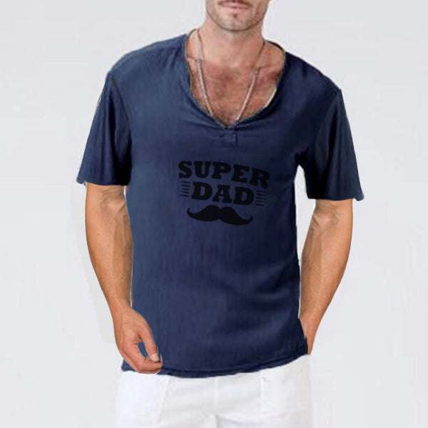 Kurzarm-T-Shirt aus Baumwolle und Leinen mit Herrenmode