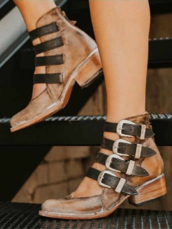 Frauen Retro Gürtelschnalle Pumps