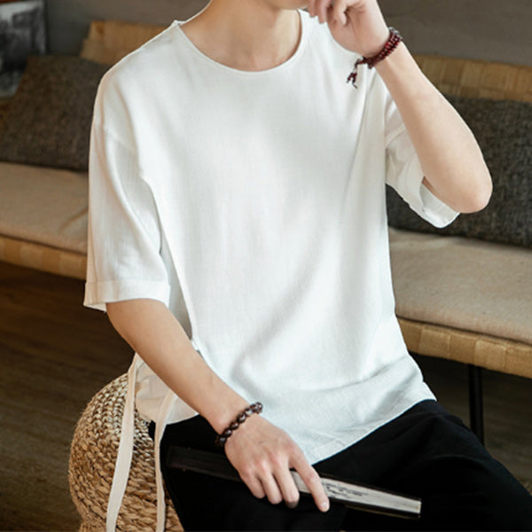 Camiseta de hombre en estilo chino con encaje