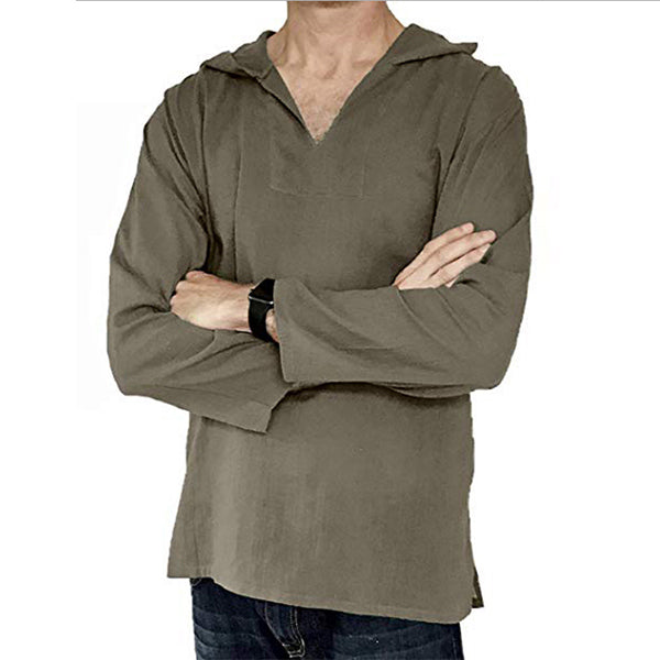Camiseta de lino para hombre con capucha