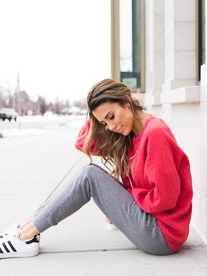Heart print long sleeve hoodie