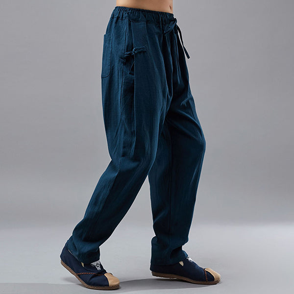 Cordones de hombre de pantalones de algodón de cáñamo