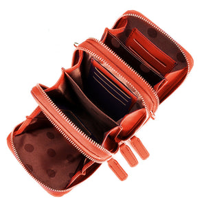 Women&#39;s solid PU leather clutch bag card pocket phone bag shoulder bag