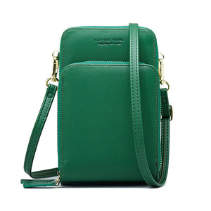 Women&#39;s solid PU leather clutch bag card pocket phone bag shoulder bag