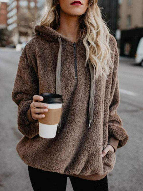 Sudadera con capucha de felpa de moda para mujer