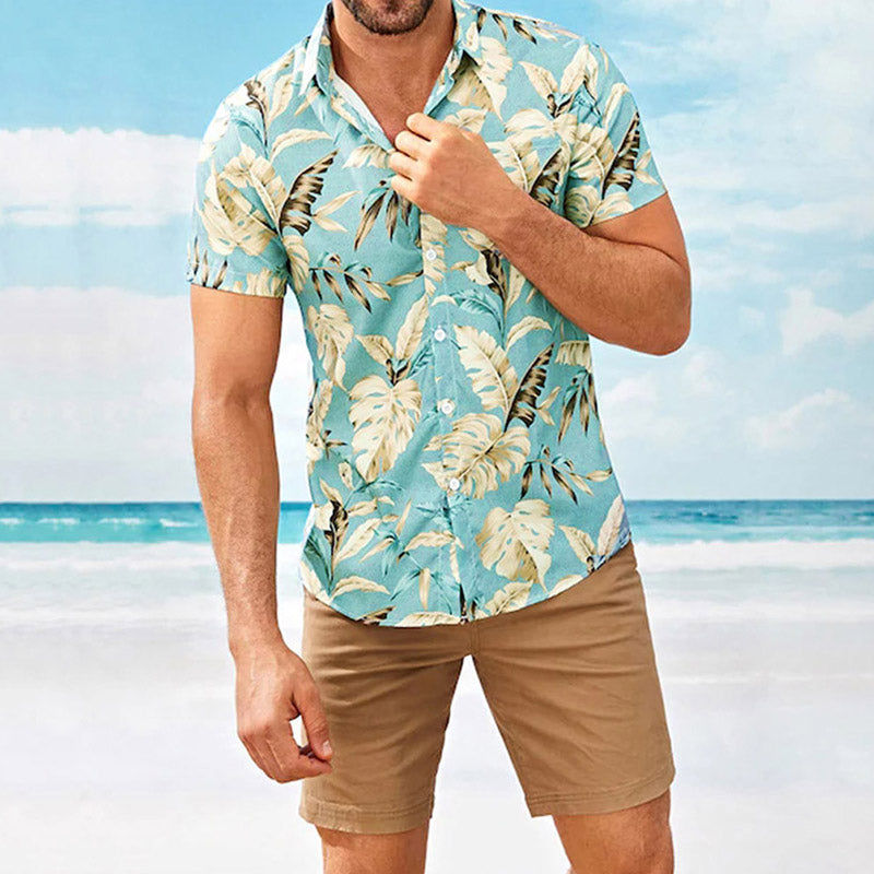 Vyriški vasaros atostogos iš hawaii mados marškinėliai trumpomis rankovėmis