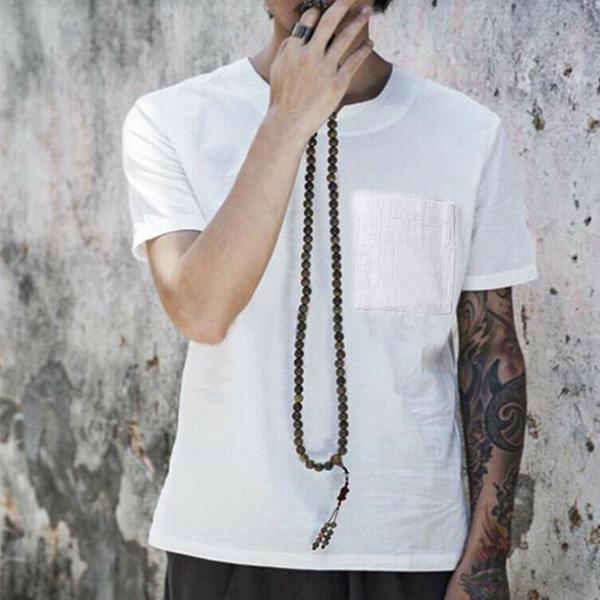 Einfarbiges Leinen-T-Shirt für Herren