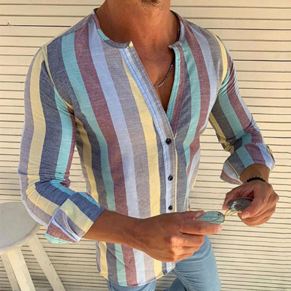 Camisa de hombre delgada a rayas