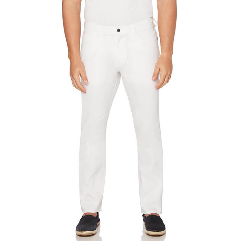 Herrenmode Superweiche schlanke atmungsaktive Reißverschluss-Baumwoll-Leinenhose