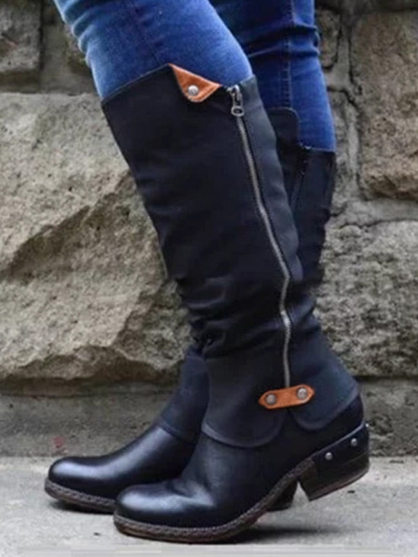 Caballero de remache alto de tacón bajo Damen Vintage