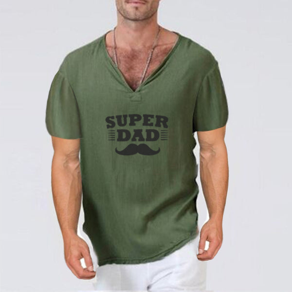 Kurzarm-T-Shirt aus Baumwolle und Leinen mit Herrenmode