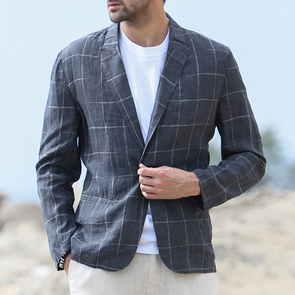 Traje casual a cuadros de lino para hombres