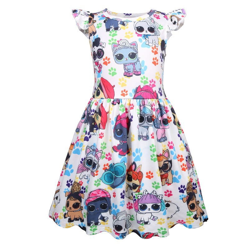 Vestido de traje de princesa rosa de muñeca niña