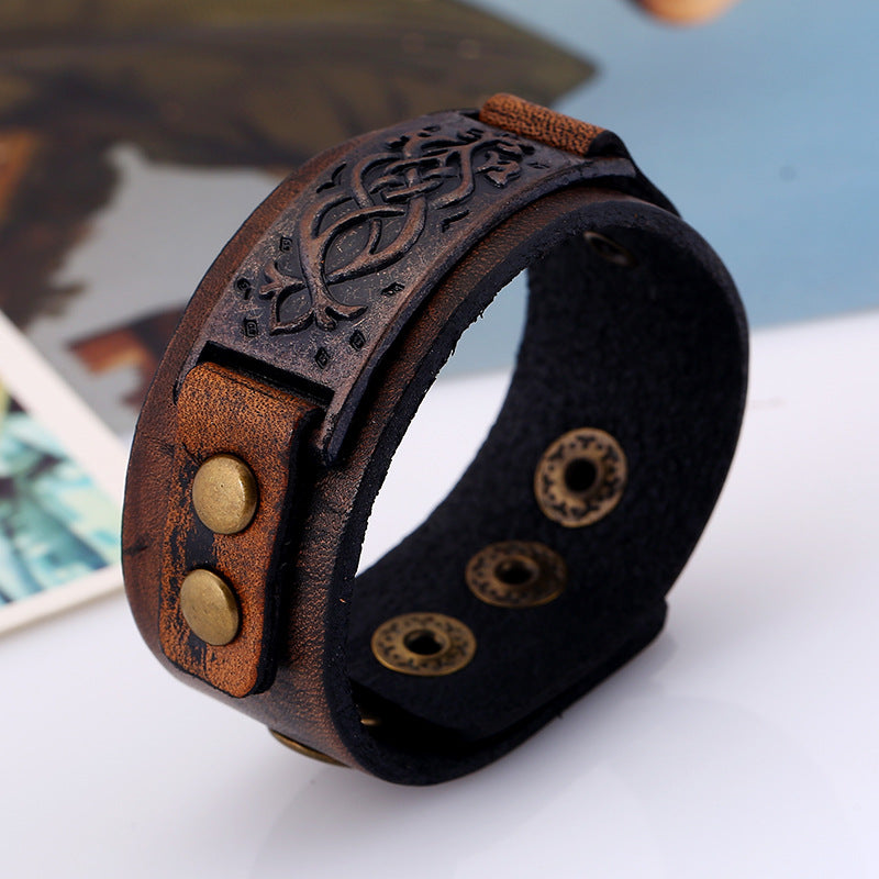 Pulsera de cuero genuino modelo vintage para hombre