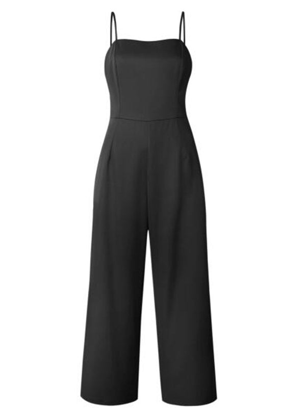 Sling Wrapped Chest Zipper Jumpsuit