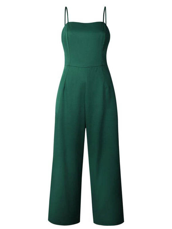 Sling Wrapped Chest Zipper Jumpsuit