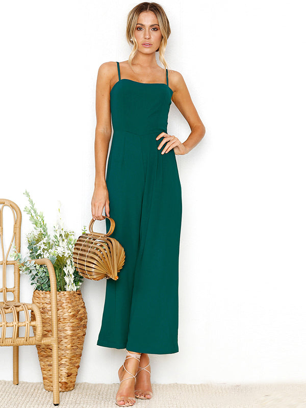 Sling Wrapped Chest Zipper Jumpsuit