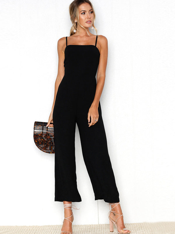 Sling Wrapped Chest Zipper Jumpsuit