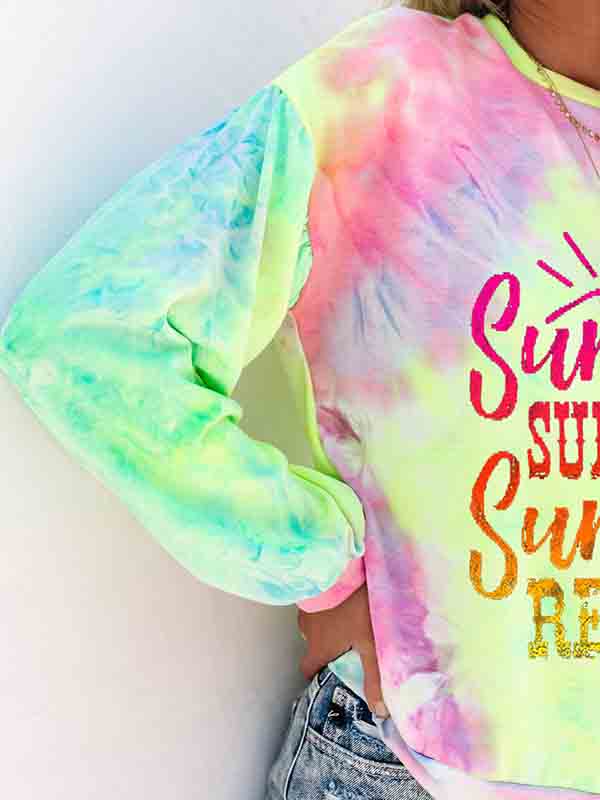 Mujer amanecer puesta de sol puesta de sol repetido suéter estampado