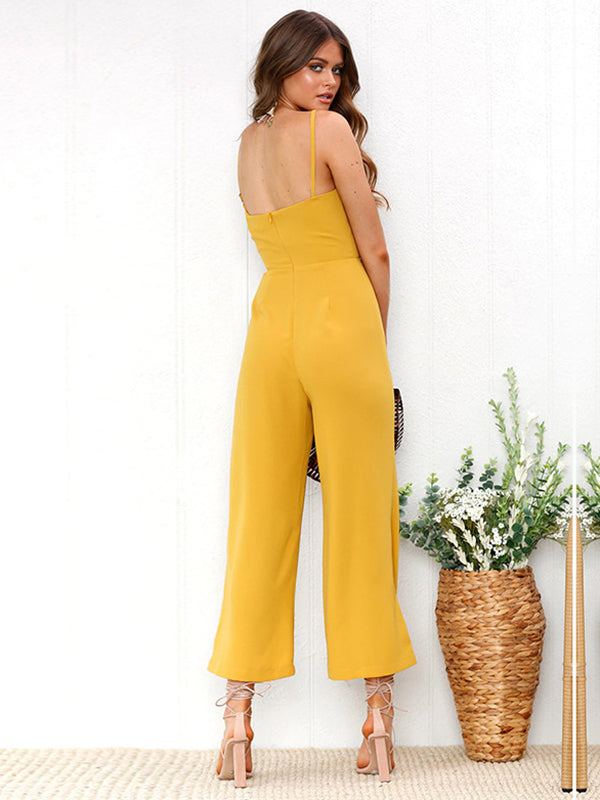 Sling Wrapped Chest Zipper Jumpsuit