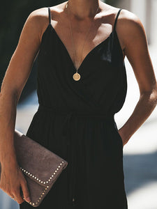 Sexy Halfter Sling Jumpsuit mit V-Ausschnitt