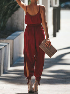 Sexy Halfter Sling Jumpsuit mit V-Ausschnitt