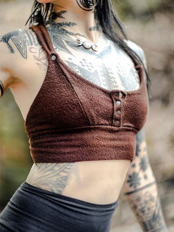 Vintage Vintage Baumwoll-Snap-Weste für Damen